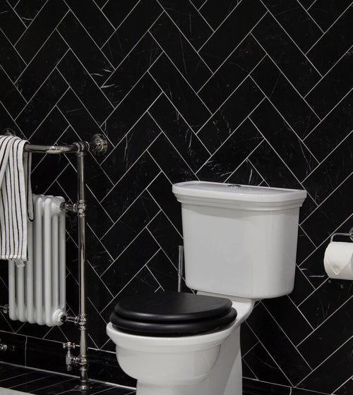 East Hampton Black Marble Tile 10x30 Herringbone Floor Tiles