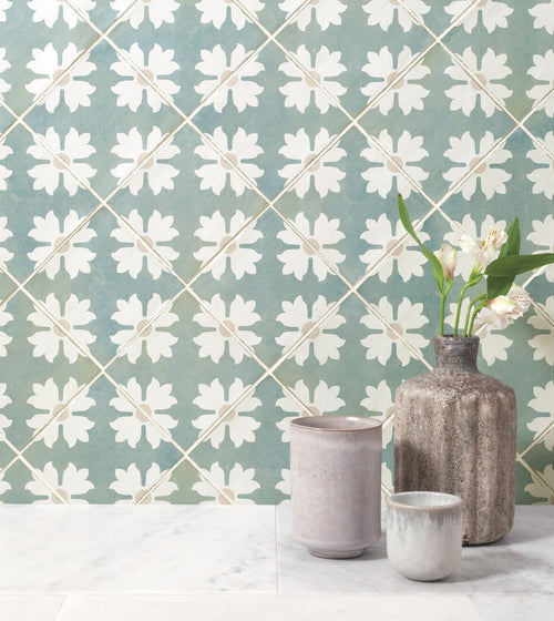 Kelmscott Coleton Green Patterned Tile Kelmscott