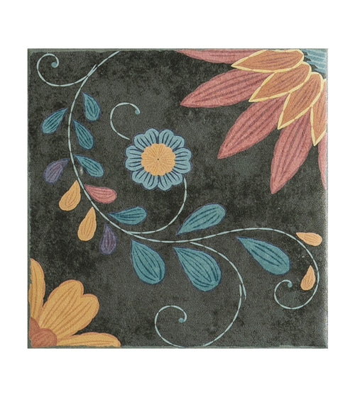Kelmscott Blackwell Patterned Tile Black Floor Tiles
