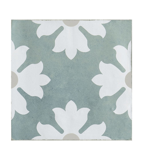 Kelmscott Coleton Blue Patterned Tile Green Floor Tiles