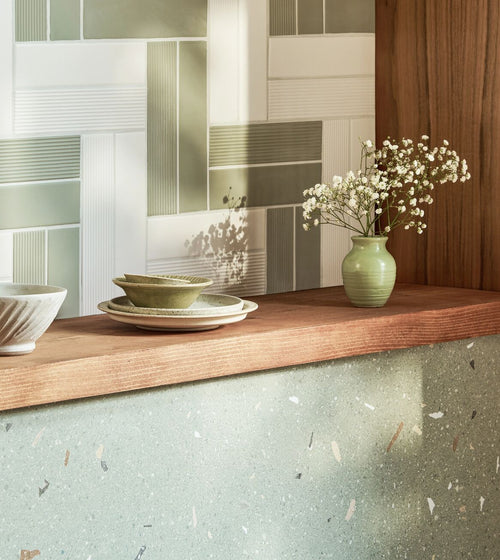 Confetti Green Terazzo Floor Tiles