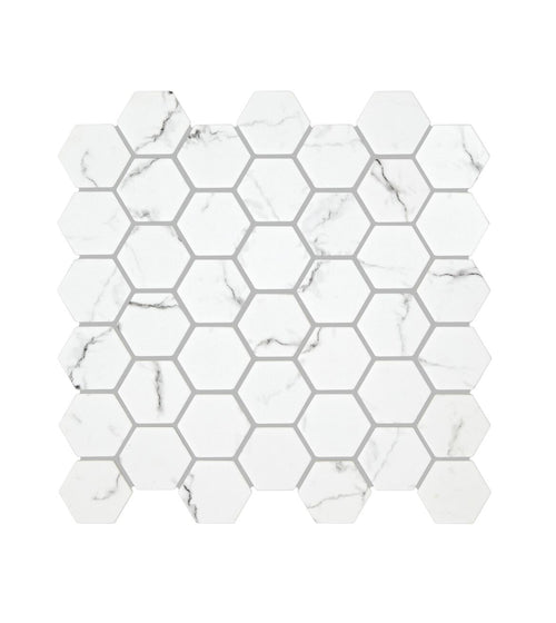 Malmo Hexagon White Mosaic Hexagonal Floor Tiles