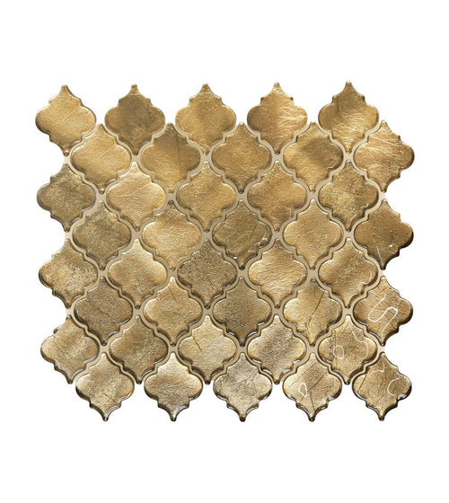 Metallic Vitreum Aurum Arabesque Gold Glass Tile Kitchen Tiles