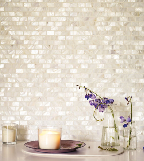 Mother of Pearl White Rectangle Brick Mosaic Mosaic Wall Tiles Mother of Pearl White Rectangle Brick Mosaic Mosaic Wall Tiles
