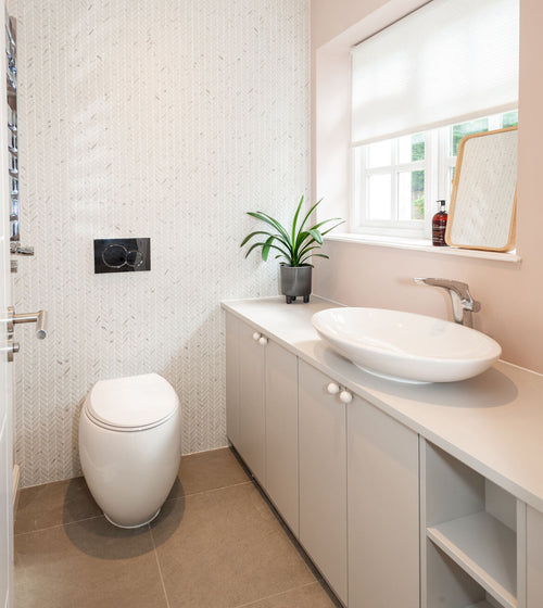 Malmo Willow Leaf White Mosaic Marble Effect Floor Tiles