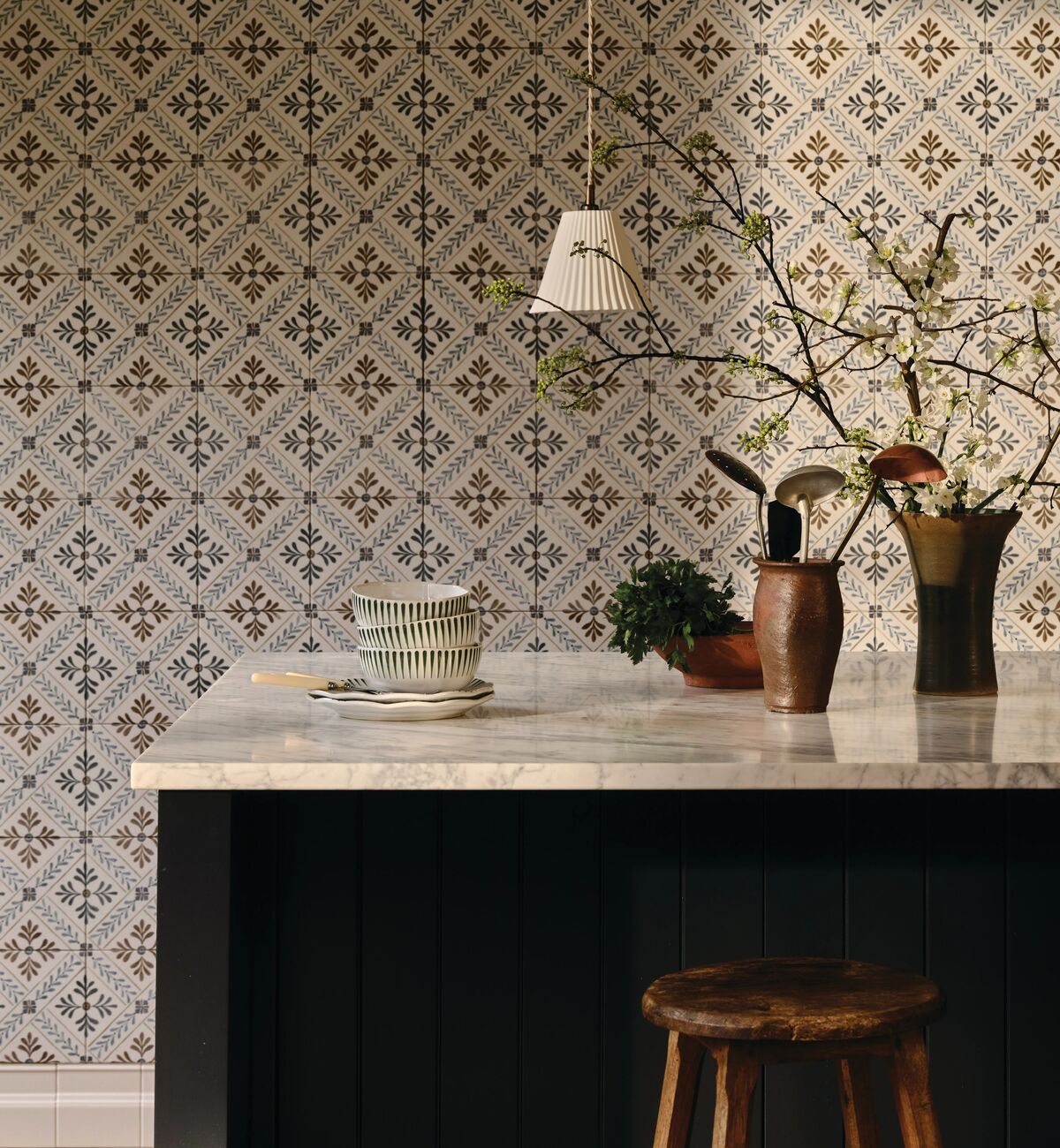 Nina Campbell Goa Indigo Chocolate | Porcelain Floor & Wall Tiles ...