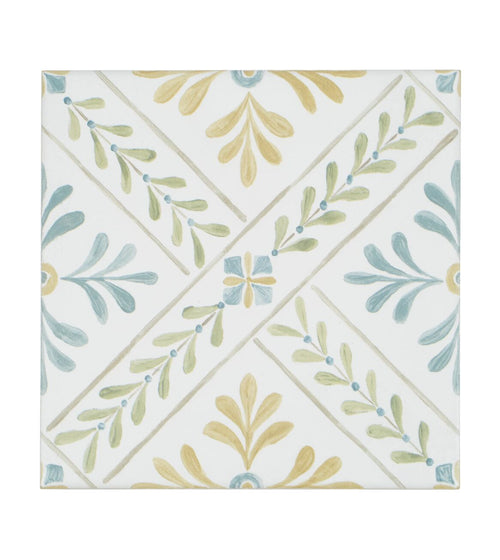 Nina Campbell Goa Aqua Ochre Porcelain Tile Nina Campbell