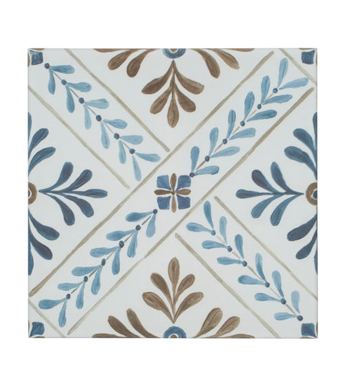 Nina Campbell Goa Indigo Chocolate Porcelain Tile Nina Campbell