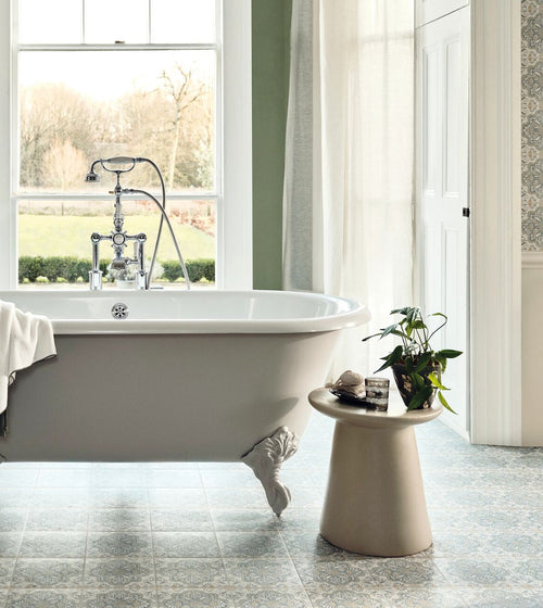 Nina Campbell Jodhpur Aqua Porcelain Tile Patterned Floor Tiles
