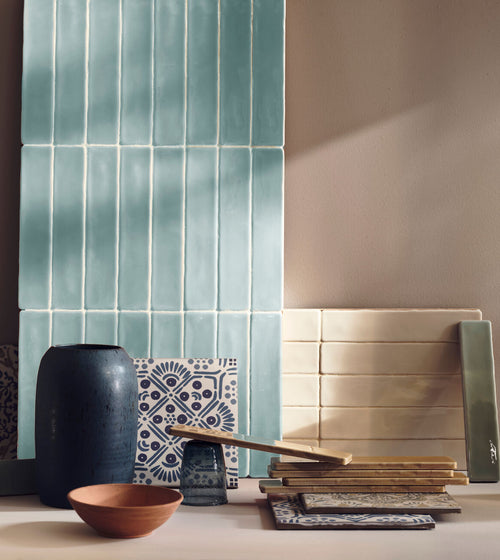 Nina Campbell Rivage Aqua Glazed Wall Tile Wall & Floor Tiles/Wall Tiles