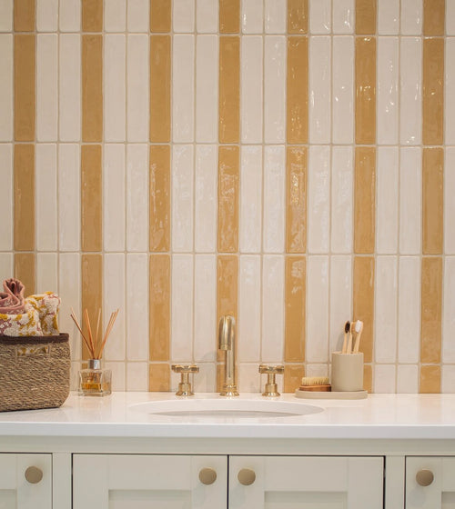 Nina Campbell Rivage Ivory Glazed Wall Tile Splashback Wall Tiles