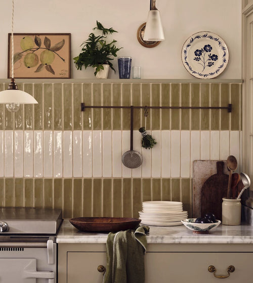Nina Campbell Rivage Olive Glazed Wall Tile Exclusive Designers