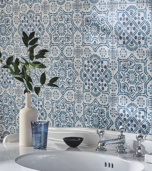 Nina Campbell Ronda Blue Porcelain Tile Nina Campbell