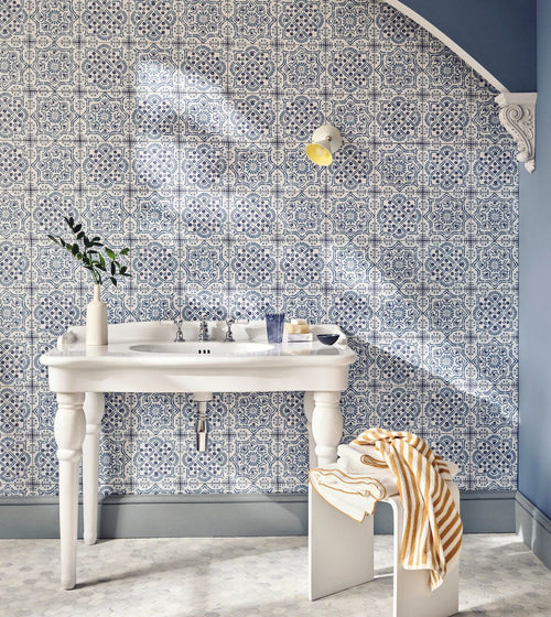 Nina Campbell Ronda Blue Porcelain Tile Nina Campbell