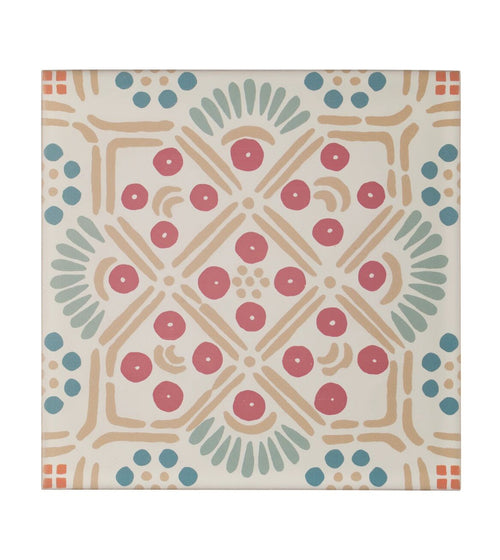 Nina Campbell Seville Coral Aqua Porcelain Tile Patterned Floor Tiles