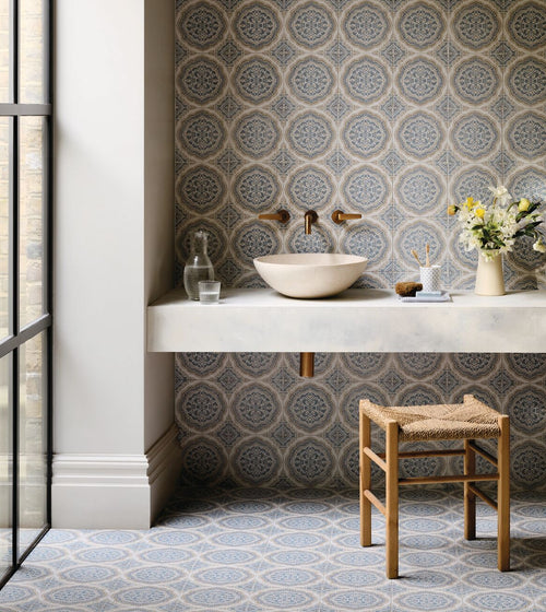 Nina Campbell Udaipur Blue Porcelain Tile Nina Campbell
