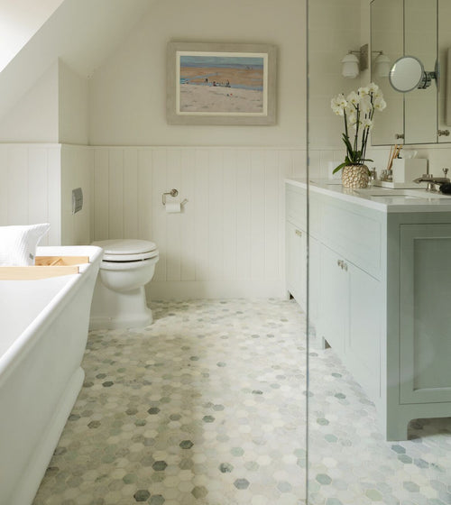 North Haven Hexagon Mosaic Green Kitchen Tiles
