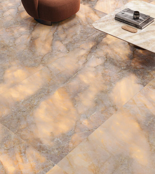 Onyx Lumi Amber Polished Marble Effect Tile 60 x 120 Bathroom Tiles