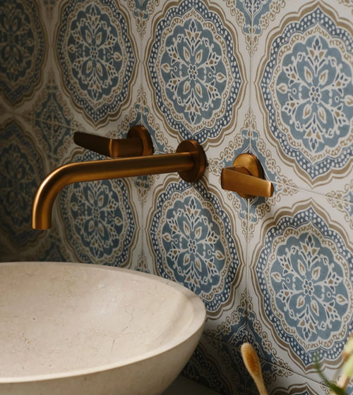 Nina Campbell Udaipur Blue Porcelain Tile Nina Campbell