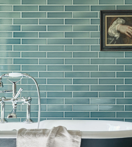 Retro Metro Green Park 5 x 20 Glazed Tile Blue Wall Tiles