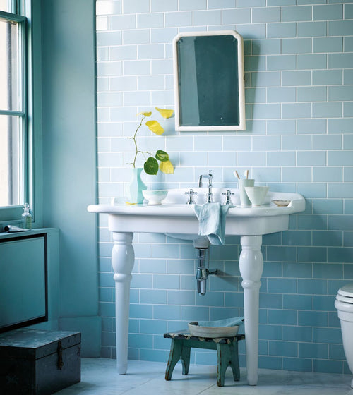 Retro Metro Lido Blue 7.5 x 15 Glazed Tile Blue Wall Tiles