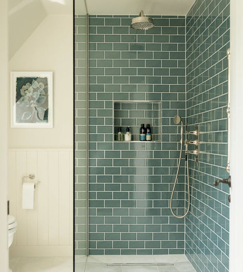 Retro Metro Green Park 7.5 x 15 Glazed Tile Blue Wall Tiles