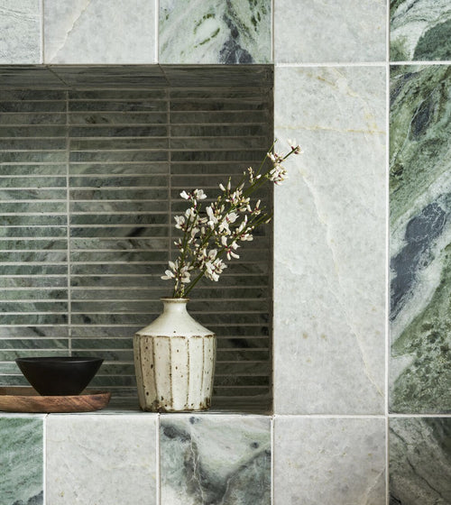Seaspray Green Stacked Marble Mosaic Ranges