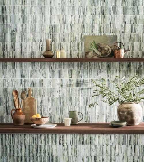 Seaspray Green Stacked Marble Mosaic Ranges