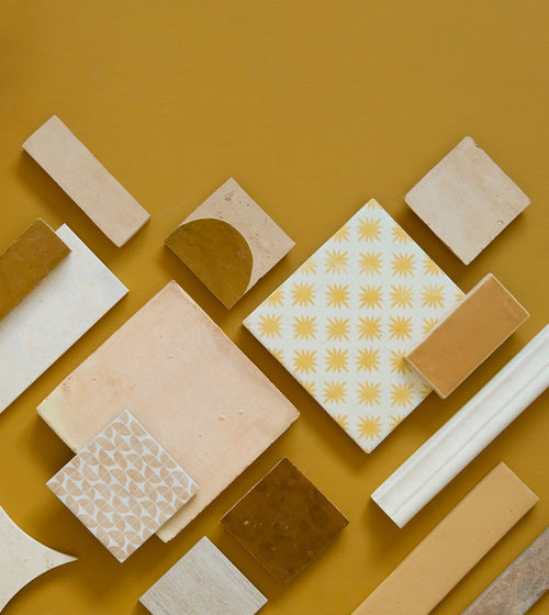 Medina Ochre Square Handmade Moroccan Zellige Tile Rustic Bathroom Tiles