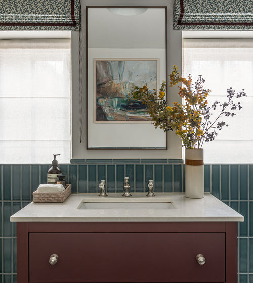 Retro Metro Green Park Glazed Dado Blue Kitchen Tiles
