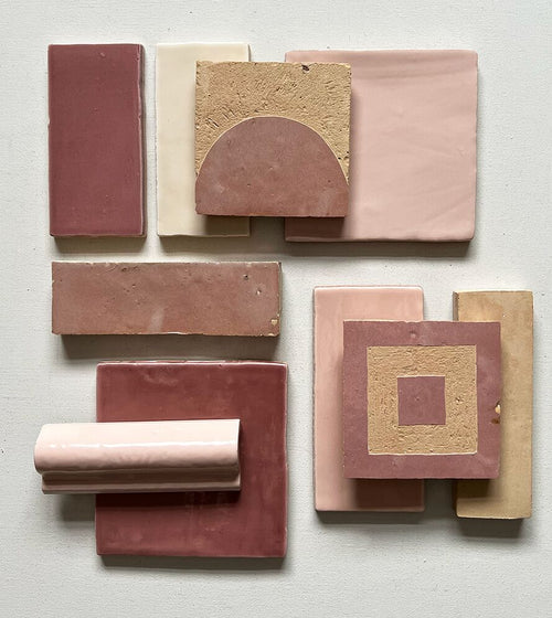 Medina Leather Pale Belen Handmade Moroccan Zellige Tile Splash of pink