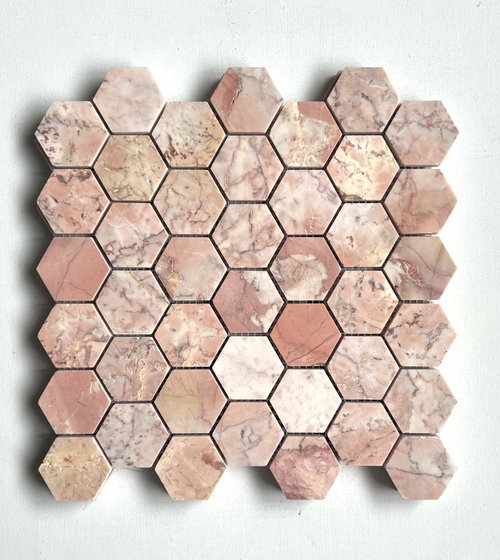 Aegean Pink Large Hexagon Mosaic