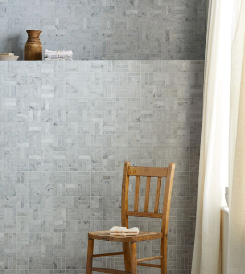 Carrara White Stacked Mosaic