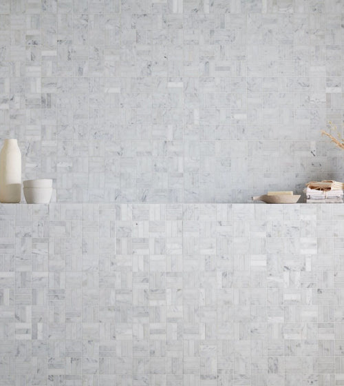 Carrara White Stacked Mosaic