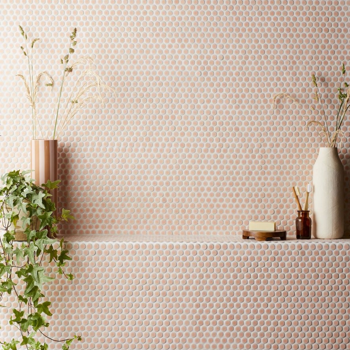 Copenhagen Penny Round Pink Mosaic | Wall & Floor Tiles | Fired Earth Tiles