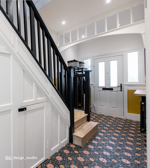 Kelmscott Blackwell Patterned Tile Black Floor Tiles