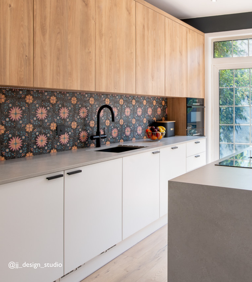 Kelmscott Blackwell Patterned Tile Black Floor Tiles