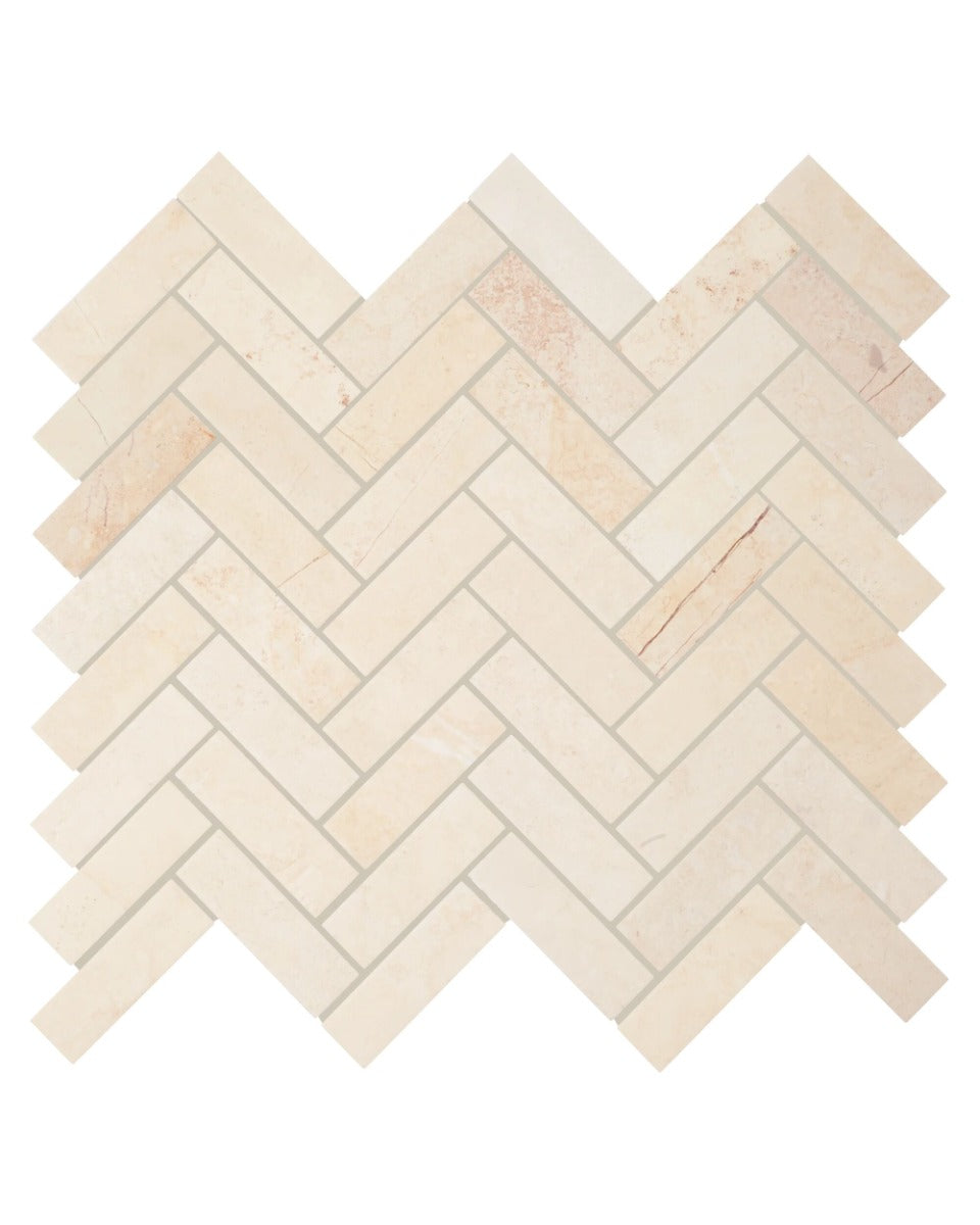 Louvre Marble Herringbone Mosaic | Marble Herringbone Tile | Fired Earth