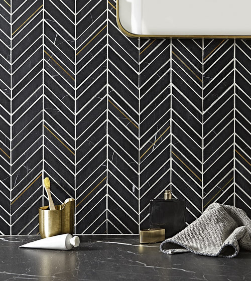 East Hampton White Chevron Mosaic