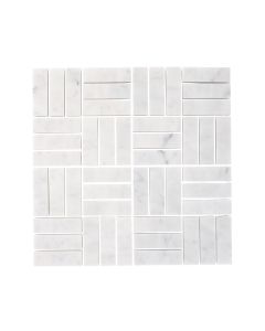 Carrara White Jenga Mosaic