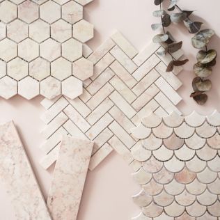 Aegean Pink Large Hexagon Mosaic